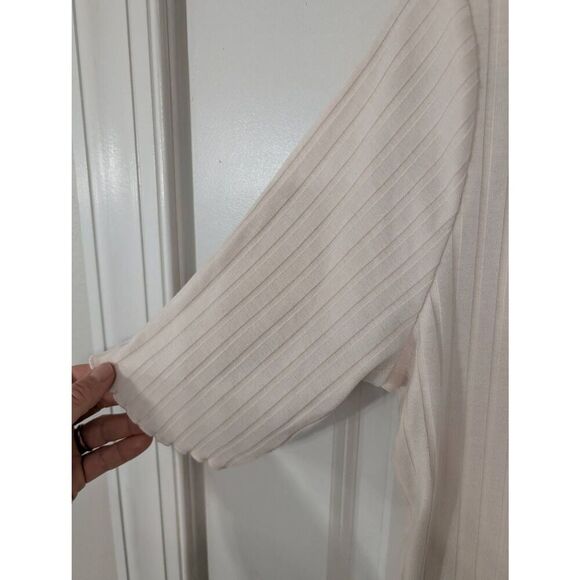 The Nines By Hatch Ribbed Mock Neck Shirt women's Large cream 1/2 sleeve neutral - Picture 6 of 8